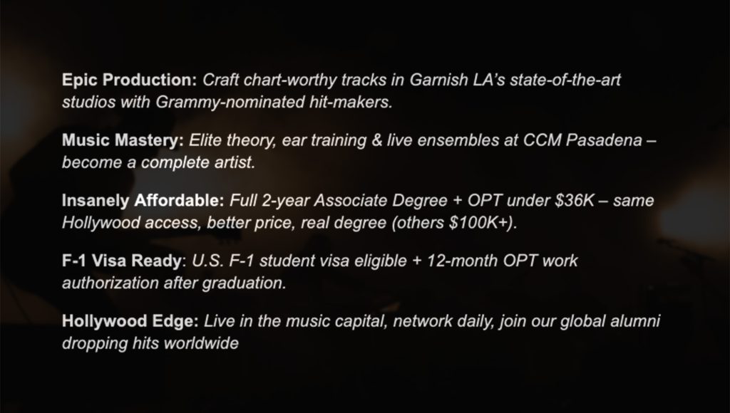 Associate Degree in Music Production and Songwriting Why Choose Us